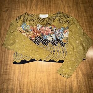 Platinum‎ By Dorothy Schoelen Women Boho Floral Prarie Blouse Long Sleeve Large